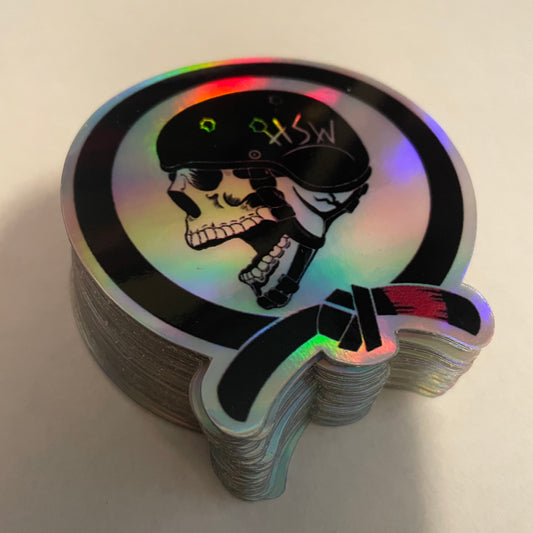 Black Belt Skull Holo Sticker